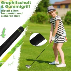 6-teiliges Kinder Golfschläger Set mit Golftasche & Regenhaube für Kinder von 11-13 Jahren Grün