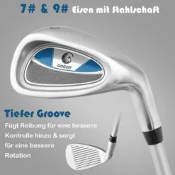 5-teiliges Kinder Golfschläger Set mit Fairway HolzEisen 7, 9 & Putter mit Standtasche für Junior von 8-10 Jahren