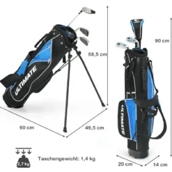 5-teiliges Kinder Golfschläger Set mit Fairway HolzEisen 7, 9 & Putter mit Standtasche für Junior von 8-10 Jahren