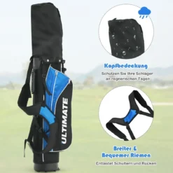 5-teiliges Kinder Golfschläger Set mit Fairway HolzEisen 7, 9 & Putter mit Standtasche für Junior von 8-10 Jahren