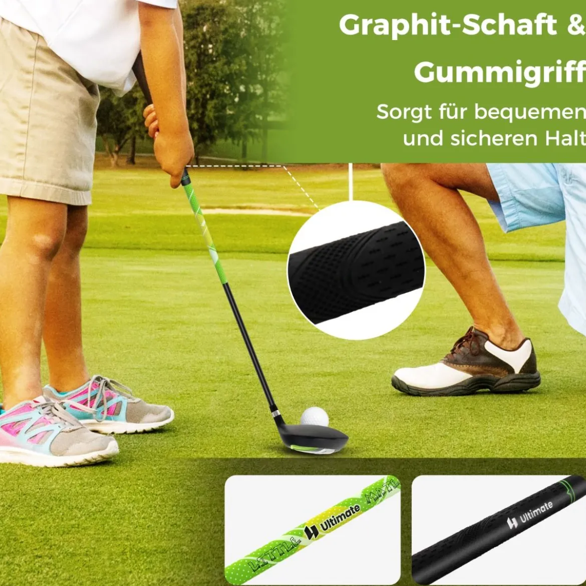 4-teiliges Kinder Golfschläger Set mit Golftasche & Regenhaube für Kinder von 5-7 Jahren Grün