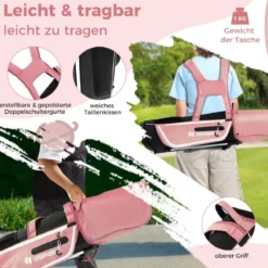 4-teiliges Kinder Golfschläger Set mit Golftasche & Regenhaube für Kinder von 8-10 Jahren Rosa
