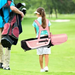 4-teiliges Kinder Golfschläger Set mit Golftasche & Regenhaube für Kinder von 8-10 Jahren Rosa