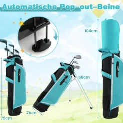 6-teiliges Kinder Golfschläger Set mit Golftasche & Regenhaube für Kinder von 11-13 Jahren Blau