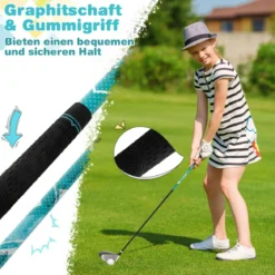 6-teiliges Kinder Golfschläger Set mit Golftasche & Regenhaube für Kinder von 11-13 Jahren Blau