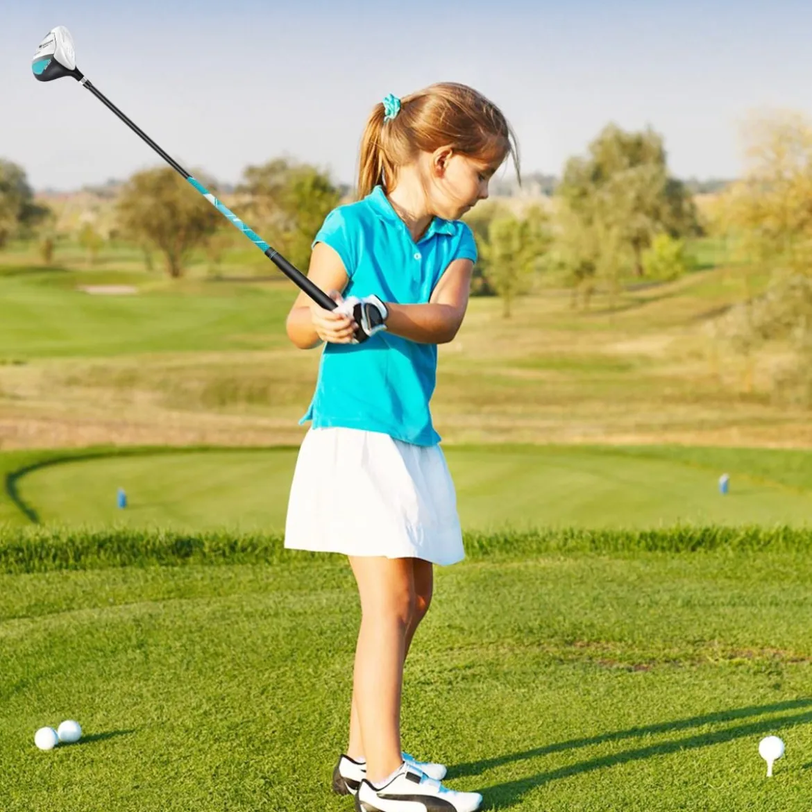 4-teiliges Kinder Golfschläger Set mit Golftasche & Regenhaube für Kinder von 8-10 Jahren Blau
