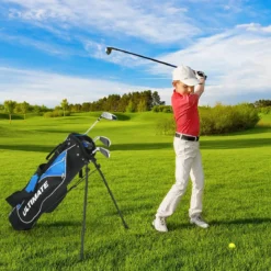 5-teiliges Kinder Golfschläger Set mit Fairway HolzEisen 7, 9 & Putter mit Standtasche für Junior von 11-13 Jahren