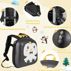 4 teiliges Kinderkoffer + Rucksack 10”+14” Kindertrolley mit Rollen Blau/Schwarz/Rosa 35L Reisekoffer