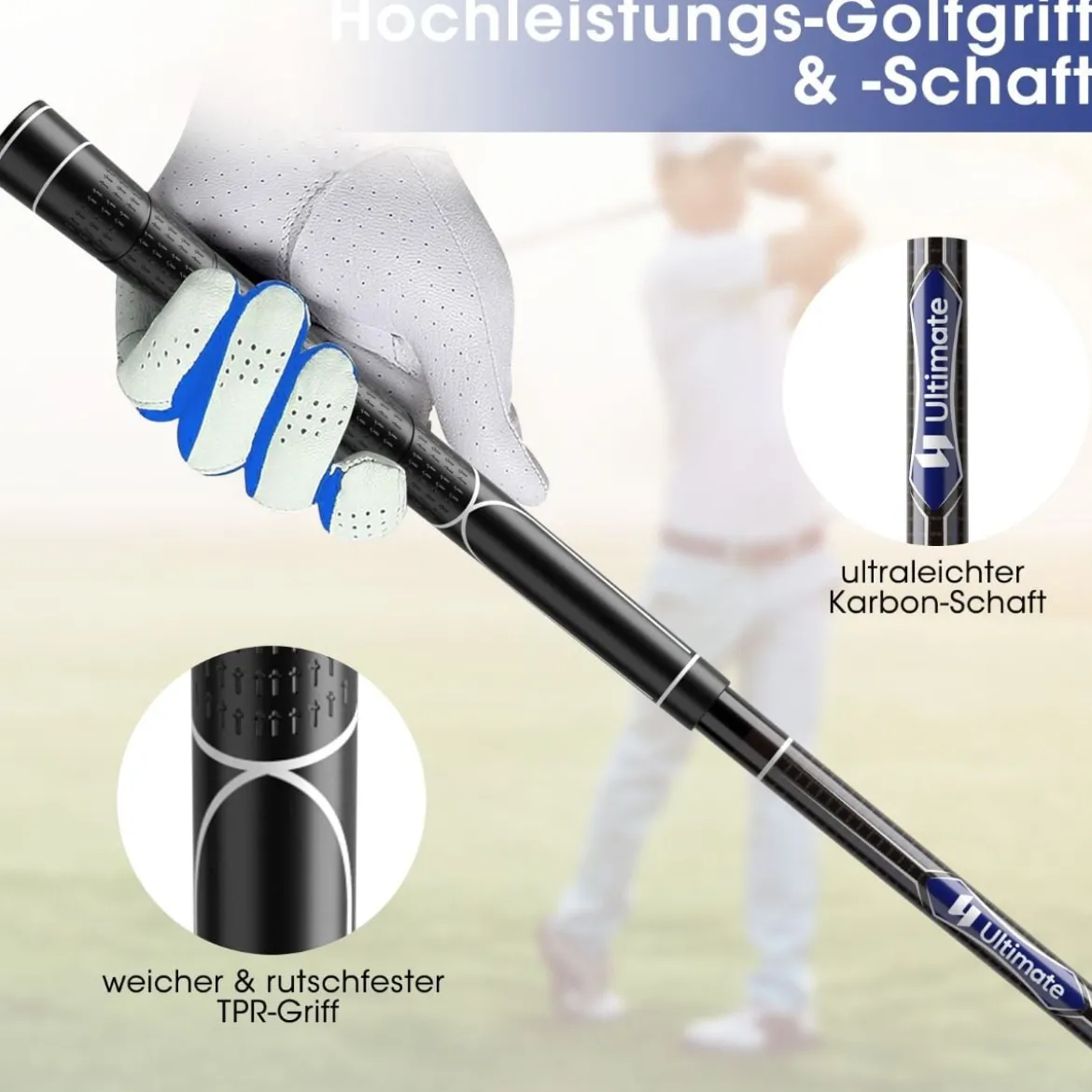 9-teiliges komplettes Golfschlägerset für rechtshändig spielende Herren, inklusive Driver aus Zinklegierung Grau