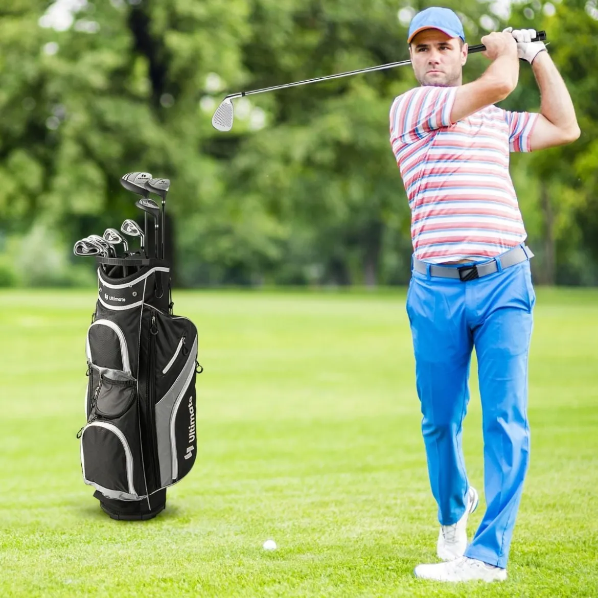 9-teiliges komplettes Golfschlägerset für rechtshändig spielende Herren, inklusive Driver aus Zinklegierung Grau