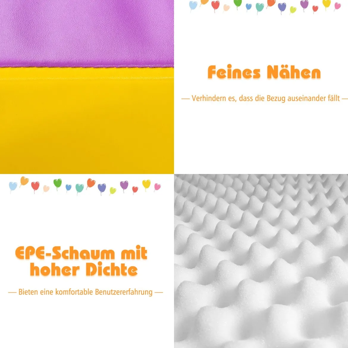 4-teiliges Lernspielset weiches EPE Kleinkinder-Spielset Softbausteine aus Schaumstoff Bunt