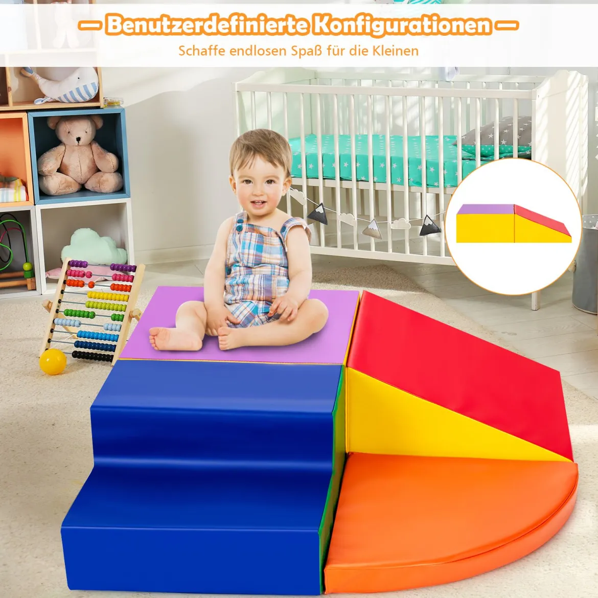 4-teiliges Lernspielset weiches EPE Kleinkinder-Spielset Softbausteine aus Schaumstoff Bunt