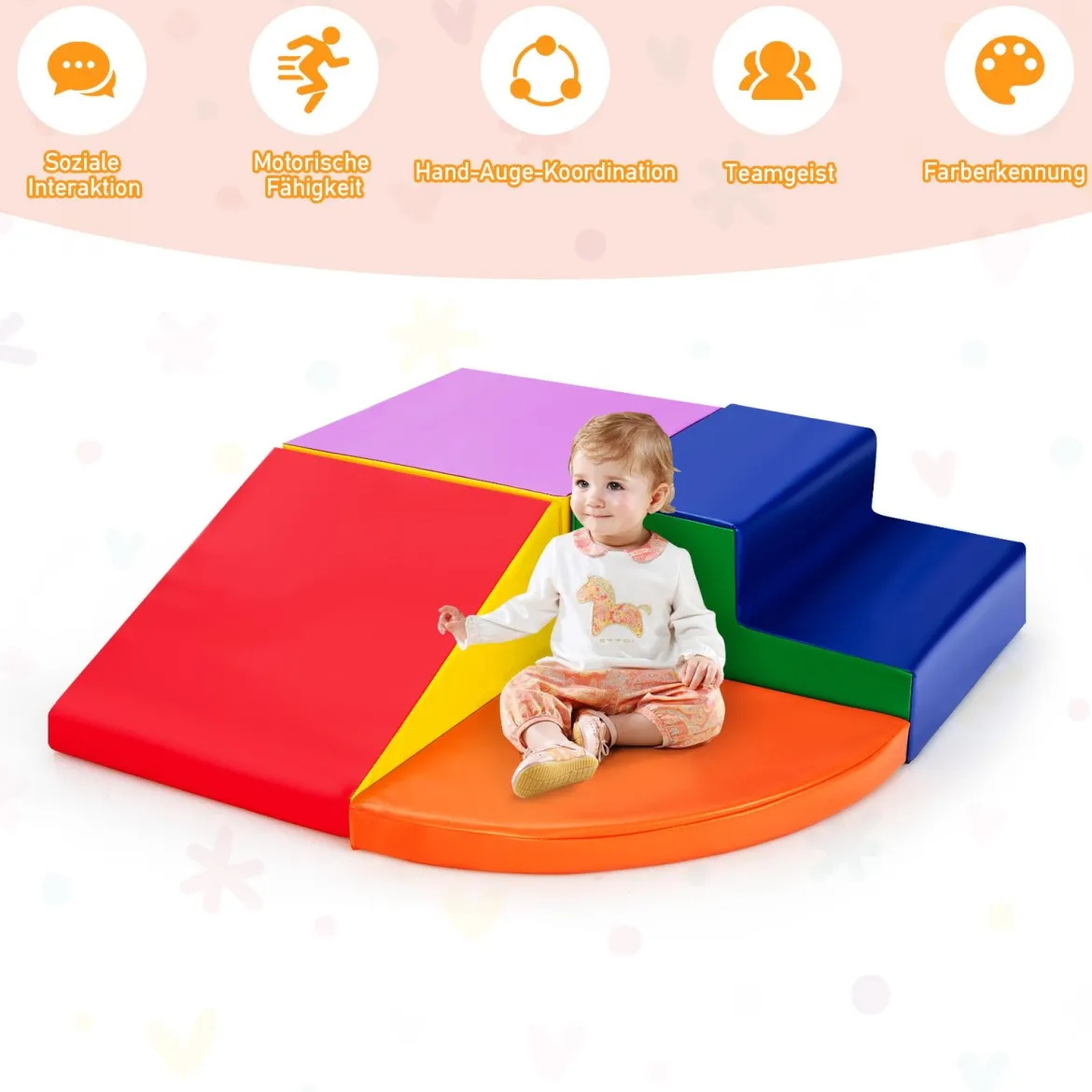 4-teiliges Lernspielset weiches EPE Kleinkinder-Spielset Softbausteine aus Schaumstoff Bunt