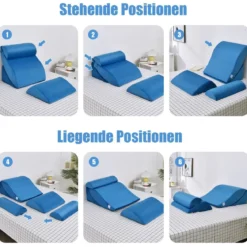 4-teiliges orthopädische Kissen-Set einstellbare Neigungskissen Blau