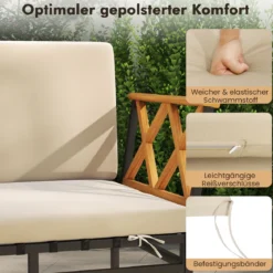 4-teiliges Outdoor Ecksofa-Set L-förmiges Gesprächsset mit Kissen & Sitzfläche Gartenmöbel Beige