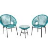 3-teiliges PE-Rattan Möbelset Outdoor Bistro-Set mit Glastisch & 2 Terrassenstühle 72,5 x 65,5 x 82,5 cm Grün