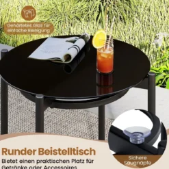 3-teiliges PE-Rattan Outdoor Bistro-Set Patio-Gesprächsset mit temperiertem Glas-Couchtisch Braun