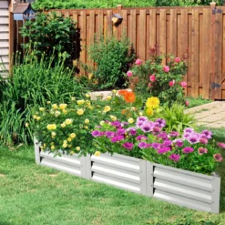 6-teiliges Pflanzkasten-Set aus Metall für Gemüse Dreieckiges Hochbeet 150 x 150 x 30 cm Silber