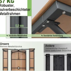 3-teiliges Picknicktisch & Bank-Set mit Holzähnlicher Textur für 8 Personen Braun