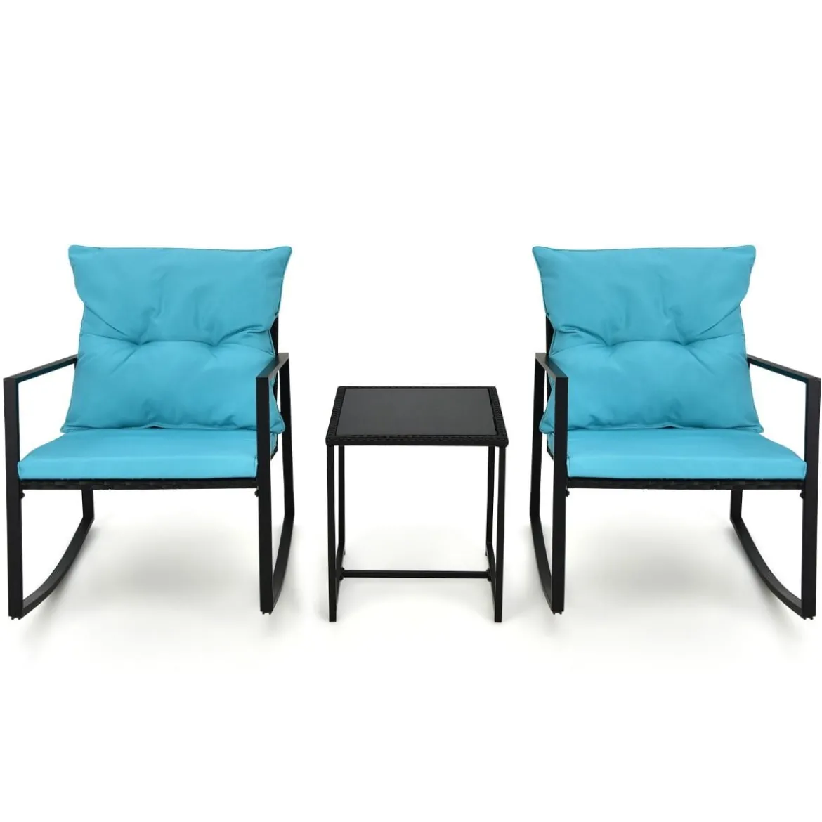 3-Teiliges Schaukel-Bistro-Set Outdoor-Geflechtmöbel-Set 60 x 78 x 78 cm Türkis