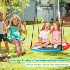 2-teiliges Schaukel-Set mit verstellbaren Seilen & 2 hängenden Wege für Terrasse Spielplatz Hof Bunt