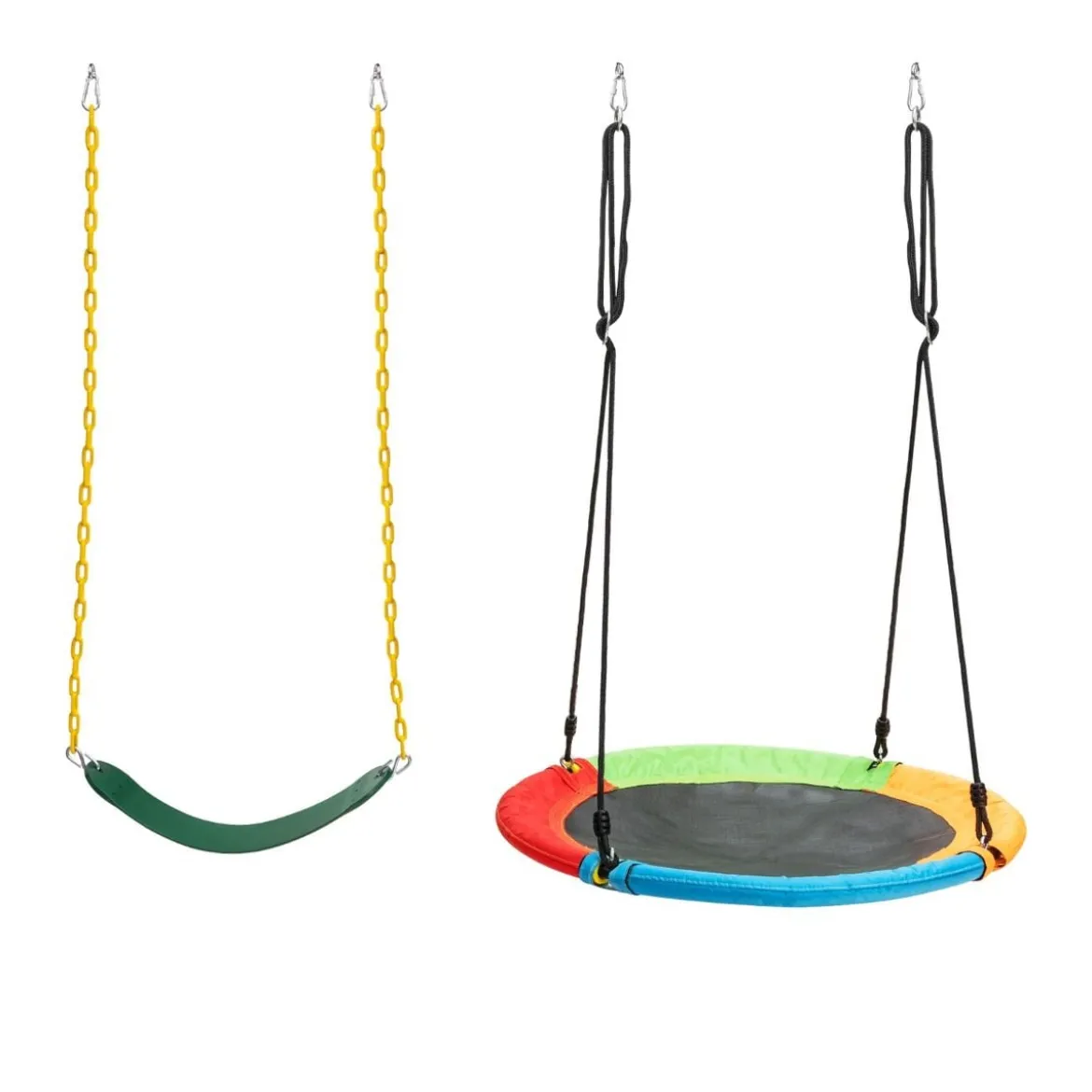 2-teiliges Schaukel-Set mit verstellbaren Seilen & 2 hängenden Wege für Terrasse Spielplatz Hof Bunt