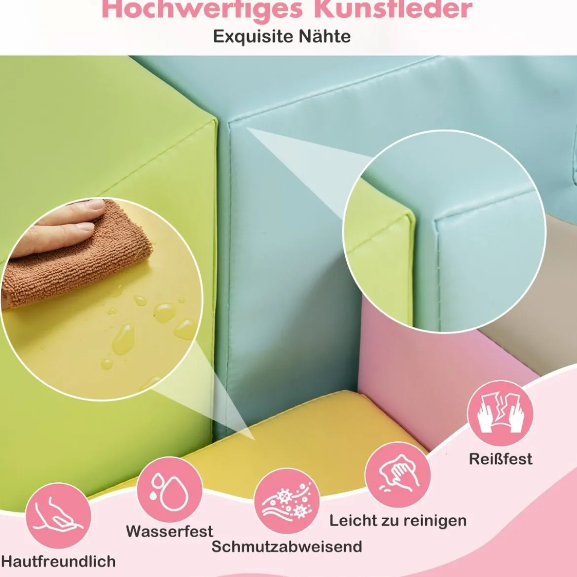 10-teiliges Schaumstoff-Kletterspielzeug für Kleinkinder weiche Schaumstoff-Bausteine aus Kunstleder Bunt