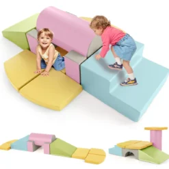 10-teiliges Schaumstoff-Kletterspielzeug für Kleinkinder weiche Schaumstoff-Bausteine aus Kunstleder Bunt