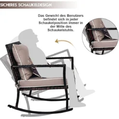 3-teiliges Set Rustikales Outdoor-Set mit abnehmbaren Sitzkissen 68 x 77 x 82 cm Braun + Schwarz