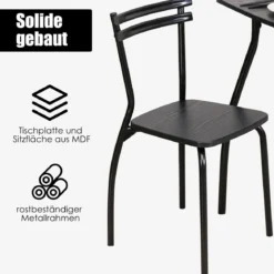 5-teilig Esstisch-Set Minimalistische Essgruppe mit 4 Stühlen 4 Personen Sitzgruppe Schwarz
