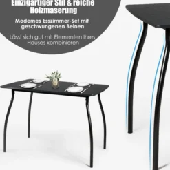 5-teilig Esstisch-Set Minimalistische Essgruppe mit 4 Stühlen 4 Personen Sitzgruppe Schwarz