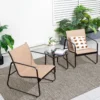 3-Teiliges Terrassen-Gesprächsset Outdoor-Metallstuhl- und Tischset Braun