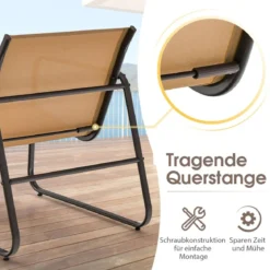 3-Teiliges Terrassen-Gesprächsset Outdoor-Metallstuhl- und Tischset Braun