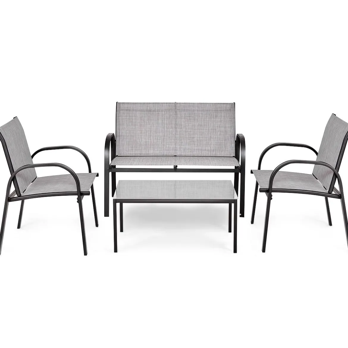 4-teiliges Terrassenmöbelset Balkon Terrasse Set Gartengarnitur Gartenmöbel Grau