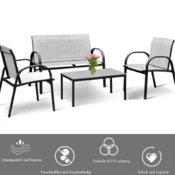 4-teiliges Terrassenmöbelset Balkon Terrasse Set Gartengarnitur Gartenmöbel Grau