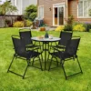 6 Teiliges Terrassenmöbelset mit Kaffeetisch & 4 Klappstühlen & Schirm