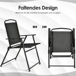 6 Teiliges Terrassenmöbelset mit Kaffeetisch & 4 Klappstühlen & Schirm