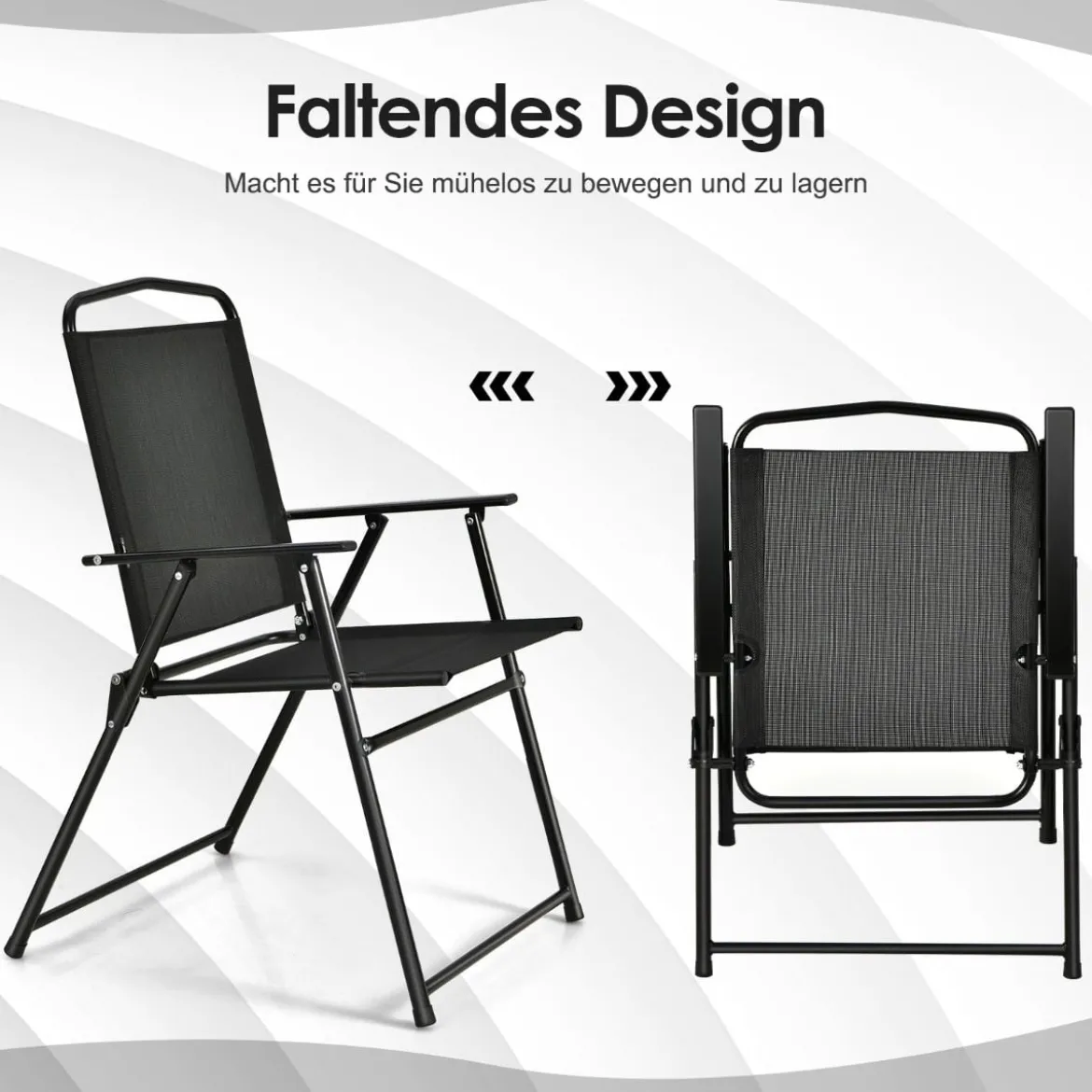 6 Teiliges Terrassenmöbelset mit Kaffeetisch & 4 Klappstühlen & Schirm