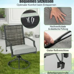 3-teiliges Terrassenmöbel-Set mit Kaffeetisch & Weichen Sitzkissen & Robustem Metallrahmen