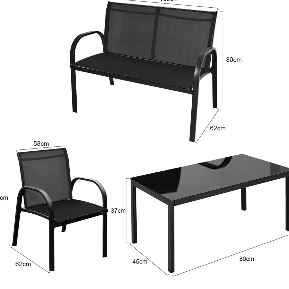 4-teiliges Terrassenmöbelset Terrassenmöbel Gartenmöbel Garten Lounge Set Sitzgruppe Sitzgarnitur Schwarz