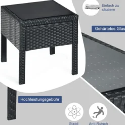 3-teiliges Terrassen-Set Outdoor-Rattan-Set mit Sitzkissen & Couchtisch modernes Möbel-Set Grau