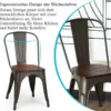 4-Teiliges Tolix Esszimmerstuhl Set aus Ulmenholz Bistrostuhl Stapelbare Metallstühle 52 x 42 x 84 cm Braun + Grau