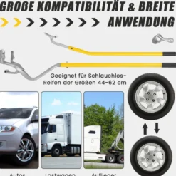 3-teiliges Werkzeug zum Reifenwechseln mit Stahlwulsthalter Gelb