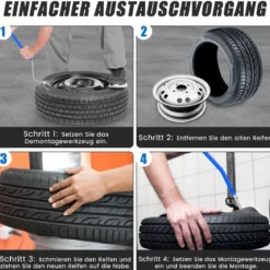 3-teiliges Werkzeug zum Reifenwechseln mit Stahlwulsthalter Blau