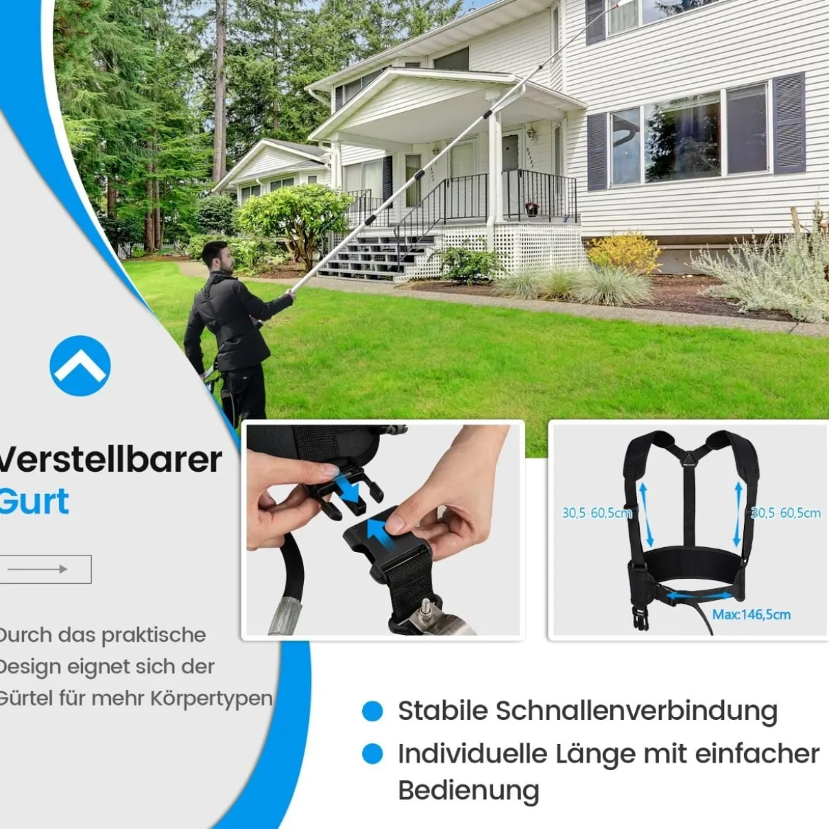 Teleskopstab für Hochdruckreiniger 550 cm Verlängerungsstab Set mit 5 Sprühdüsen Teleskop-Hochdruckreiniger