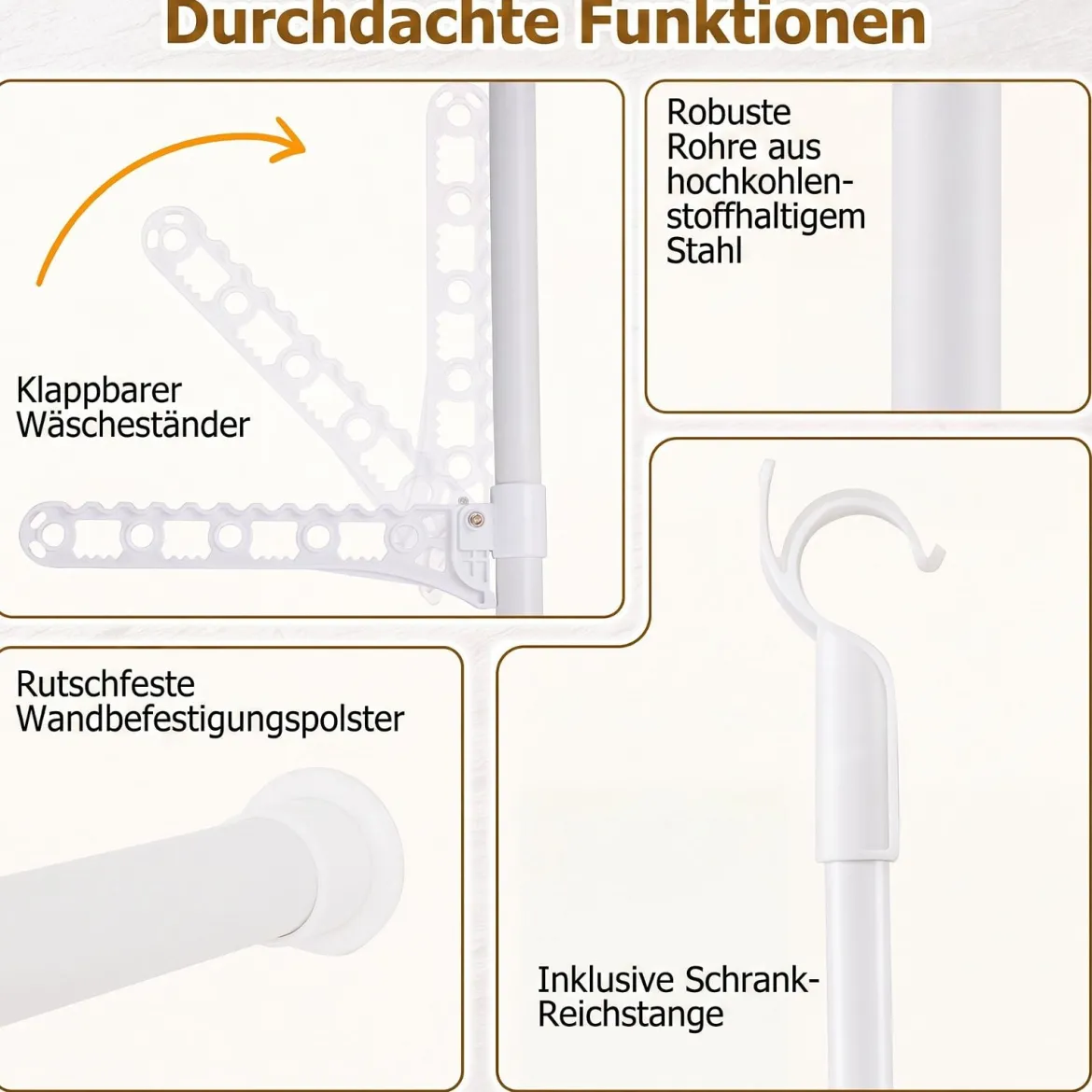 Teleskopstange Kleiderständer Höhen- und Breitenverstellbar Kleiderständer aus Metall mit 2 Stange