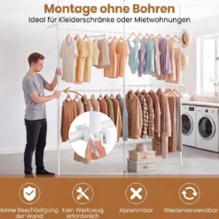 Teleskopstange Kleiderständer Höhen- und Breitenverstellbar Kleiderständer aus Metall mit 4 Stange
