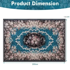 Teppich für Schlafzimmer mit Goldenem Diamant-Samt Vintage-Teppich 200 x 140 cm
