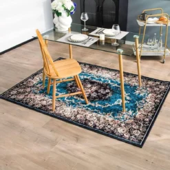 Teppich für Schlafzimmer mit Goldenem Diamant-Samt Vintage-Teppich 200 x 140 cm