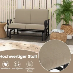 Terrassenbank mit Kissen gespritztem Metallrahmengebogenen Armlehnen ergonomischem Design Braun